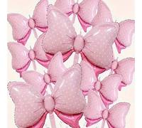 Shein 15/30 piezas de globos de aluminio con lazo a lunares rosas de varios tamaños, adecuados para fiestas de bebé, fiestas con temática de bebé y eventos