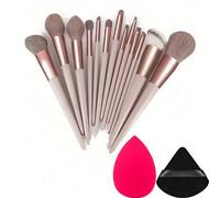 Shein 15 piezas Juego de brochas de maquillaje portátil para rubor, juego de brochas de maquillaje, juego de brochas de maquillaje para sombras de ojos, bro