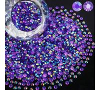 Shein 1500 piezas de Rhinestones de resina planos de 4mm, color morado oscuro iridiscente, redondos, sin termoadhesivo, para manualidades DIY, decoración de