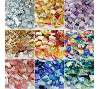 Shein 150g/5.3oz Mosaico de vidrio de tamaños mixtos, suministros DIY para proyectos artísticos, accesorios de manualidades para decoración del hogar