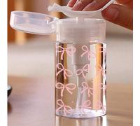 Shein 150ml/200ml/300ml Botella con bomba para arte de uñas, botella transparente con bomba y patrón de lazo rosa, recipiente de almacenamiento para quitaes