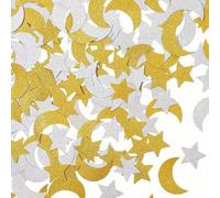 Shein 15g/30g/50g Confeti de papel con estrellas y lunas a doble cara, confeti de lentejuelas para decoración de bodas, cumpleaños, fiestas de luna y estrel