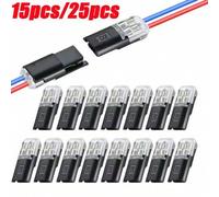 Shein 15pcs/25pcs Conectores LED D2 de Doble Línea Entrelazados Desmontables que No Requieren Soldadura, con Terminales de Conexión Rápida, Clips de Cable E
