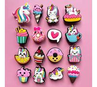 Shein 16 a 26 piezas / sets. Decoraciones de zapatos de la serie Unicornio, que se pueden usar para hacer zapatos con agujeros de forma DIY. Es un excelente