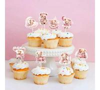 Shein 16 piezas, Decoración de cupcakes con temática de ositos rosas para baby shower, decoración para pastel, suministros decorativos de ositos rosas para