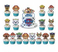Shein 16 piezas Decoraciones para pastel de Paw Patrol Chase | Decoraciones de pastel de cumpleaños de dibujos animados felices | Pinchos para cupcakes | Di