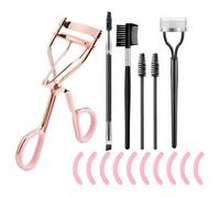 Shein 16 piezas Juego de rizador de pestañas de acero inoxidable, incluye 1 rizador de pestañas con peine, 1 cepillo de pestañas, 2 rodillos de pestañas, 1