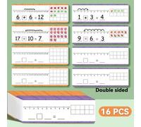 Shein 16 PIEZAS Tarjetas de línea numérica de borrado en seco para adición y sustracción dentro de 20, tarjetas de ejercicios de iluminación matemática para