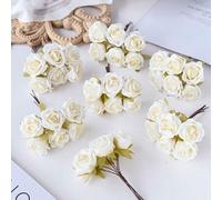 Shein 160 piezas 1/160 Capullos de rosa mini artificiales de 6 cabezas, nota manuscrita, materiales para corona DIY, accesorios para caja de dulces, decorac