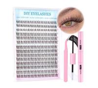 Shein 168/240 piezas Kit de extensión de pestañas de mink falso de estilo natural D-Curl, pestañas individuales de 9-12mm, incluye pegamento para pestañas y