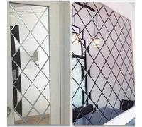 Shein 17 piezas, 32 piezas, 58 piezas Pegatinas de espejo acrílico extraíbles Pegatinas de pared de arte geométrico Azulejos de espejo en forma de diamante