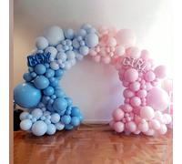 Shein 172 piezas Globos de látex de 5in/10in/18in y globos de letra de aluminio para decoración de fiesta, tema de revelación de género azul/rosa, globos de