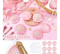 Shein 18 piezas/6 sets - Recuerdo para baby shower, suministros para fiesta de revelación de género, mini cepillo de viaje plegable con espejo con forma de