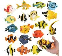 Shein 18 piezas Conjunto de modelos de peces tropicales en miniatura, juguetes de peces realistas, accesorios de juguetes educativos para role-play, adecuad