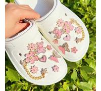 Shein 18 piezas de accesorios decorativos de estrella, oso, flor, mariposa y estrella dorados con brillo de ABS, adecuados para sandalias, pantuflas y bolsa