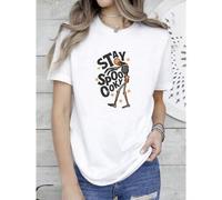 Shein 180g Algodón puro "Stay Spooky Scary Skeletons", Vintage Halloween, Camiseta divertida y humorística de Retro Rock N Roll & Punk, Camiseta de esquelet