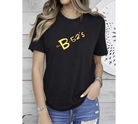 Shein 180g Camisa roja de los años 90 de The B52's de algodón puro - Parte superior gigante y elegante para uso diario, ligeramente versátil, ropa casual de