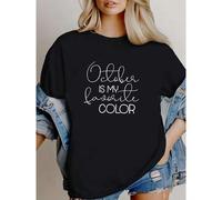 Shein 180g Camiseta de algodón puro con gráfico de cita de otoño "October Is My Favorite Color", camiseta gráfica mínima de otoño, camiseta de octubre linda