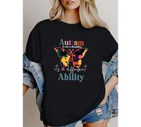 Shein 180g Sudadera de algodón puro "El autismo no es una discapacidad, es una habilidad diferente", sudadera con capucha de orgullo autista, sudadera de ma