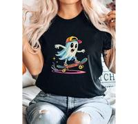 Shein 180g Sudadera de algodón puro estilo patinador fantasma. ® Retro de los 90s y Y2K para Halloween, jersey divertido y estético, cuello redondo de estil