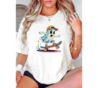 Shein 180g Sudadera de algodón puro estilo patinador fantasma. ® Retro de los 90s y Y2K para Halloween, jersey divertido y estético, cuello redondo de estil