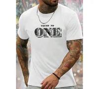 Shein 1pc, 100% pure, don't trust anyone with printed patterns T-shirt, spring and summer round neck short sleeved Women's T-shirt, pure breathable casual s