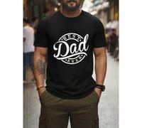 Shein 1pc Men's "Best Dad Ever" Printed Crewneck T-Shirt, 230gsm Heavyweight Short Sleeve Tee, Machine Washable Casual Summer Top for Fathers Gift