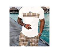 Shein 1pc Men's Plaid Print T-Shirt - Summer Casual Short Sleeve, Loose Fit Breathable Fabric, Made in USA, Perfect Gift for Mother's Day & Thanksgiving