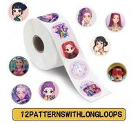 Shein 1set/500 piezas Pegatinas redondas de K-Pop, Pegatinas de personajes de estilo anime, Etiquetas de adorno autoadhesivas, Suministros para Bullet Journ