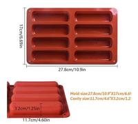 Shein 2/1 pieza Molde de silicona rojo reutilizable: Adecuado para hornear pan y aperitivos caseros, moldes de silicona, moldes de pan, moldes de barras de