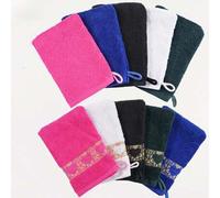 Shein 2/10/12 piezas Guantes de baño, tela de toalla, absorbente y suave, adecuado para baño, toalla, guantes reutilizables para desmaquillarse, disponible