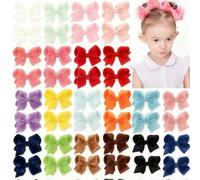 Shein 2/10/20/40 Piezas Lazos de terciopelo de colores aleatorios para niñas, Pinzas de cocodrilo con lazo de unicolor, Pasadores de unicolor para otoño e i