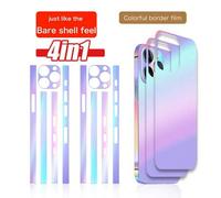 Shein 2+2 Set, Protector de marco luminoso para teléfono + Pegatina de película posterior, Efecto evidente de brillo en la oscuridad, Autorreparación, Marco