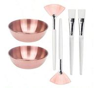 Shein 2/3/6/12/18 piezas Suministros de Terapista de Belleza, Juego de Spa de Cuidado Facial - Tazones de Mezcla, Brochas Abanico, Mascarillas de Cabeza Pla