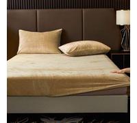 Shein 2/3 piezas Juego de sábana ajustada de terciopelo de camello, suave y cálido, sólido y esponjoso, tamaño King, Queen, Full, Twin. Sábana inferior de l