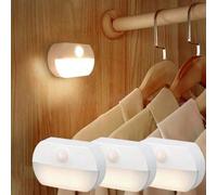 Shein 2/3 piezas Luz nocturna LED con sensor de movimiento, a pilas, autoadhesiva, adecuada para pasillos, escaleras, baños, armarios, dormitorios (baterías