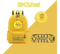 Shein 2-3 piezas Mochila de bolsillo elegante con diseño de pokemon pikachu, mochila de gran capacidad con estilo universitario, bolsa de almacenamiento par
