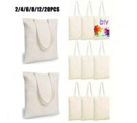 Shein 2/4/6/8/12/20 piezas Bolsas de tela en blanco para sublimación, bolsas de compras reutilizables y ligeras de tamaño mediano, bolsas de hombro plegable