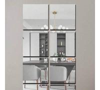 Shein 2/4/6/8/12 piezas Pegatinas de espejo de pared, espejo de Body entero para el hogar, dormitorio, espejo suave autoadhesivo, material acrílico, irrompi