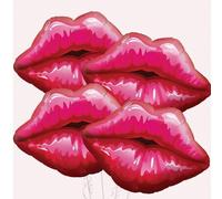 Shein 2/4 piezas Globos gigantes con forma de labios rojos | Globos de beso lindos | Decoración de globos con forma de labios | Globos de lámina con forma d