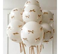 Shein 2/5/10/15/20 piezas de globos de látex de color blanco arena con lazos de color champán, fotografía al aire libre, decoraciones con lazos, Día de San