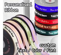 Shein 2/5/10/20 metros Cinta personalizada con texto, cinta de satén personalizada de 2 cm de ancho, texto dorado, cinta de seda de colores para manualidade