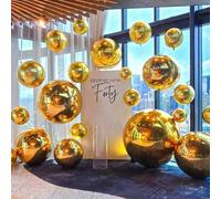 Shein 2/5 piezas Globos de aluminio con efecto 4D de 18/32 pulgadas dorados, globos redondos holográficos de aluminio, flotantes, rellenos de helio, adecuad