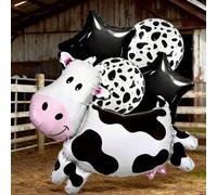 Shein 2/5 piezas Globos de aluminio con forma de estrella y vaca de dibujos animados de gran tamaño, adecuados para decoración de cumpleaños, aniversario y