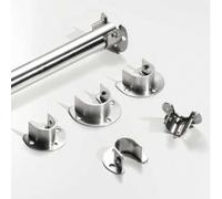 Shein 2-8 piezas Soporte de extremo de barra de gabinete, brida abierta, soporte de barra de gabinete en forma de U de acero inoxidable, con tornillos, para