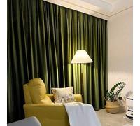 Shein 2 cortinas de terciopelo opaco de unicolor y grosor reforzado, estilo retro americano minimalista y lujoso, 2 piezas de cortinas verde oliva con ganch