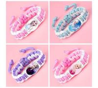 Shein 2 Juegos de 4, Pulsera tejida de la Princesa Elsa de Disney Frozen, Pulsera ajustable, Accesorio para fiestas, Regalo de Navidad perfecto para amigos