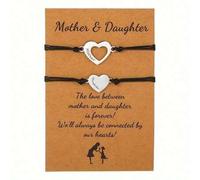 Shein 2 juegos de brazaletes con diseño de corazón para niños, niñas y madres, adecuados para que la madre e hija los usen juntos o como regalo de joyería d