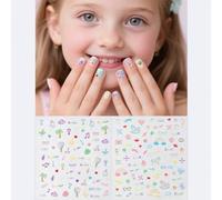 Shein 2 láminas de pegatinas de uñas 3D con diseños de macarrón, unicornio, árbol de coco y helado, para niños y niñas, regalos
