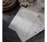 Shein 2 láminas de pegatinas para arte de uñas con temática bohemia con estrellas, lunas, patrones y formas de corazón para hacerlo tú mismo pegatinas